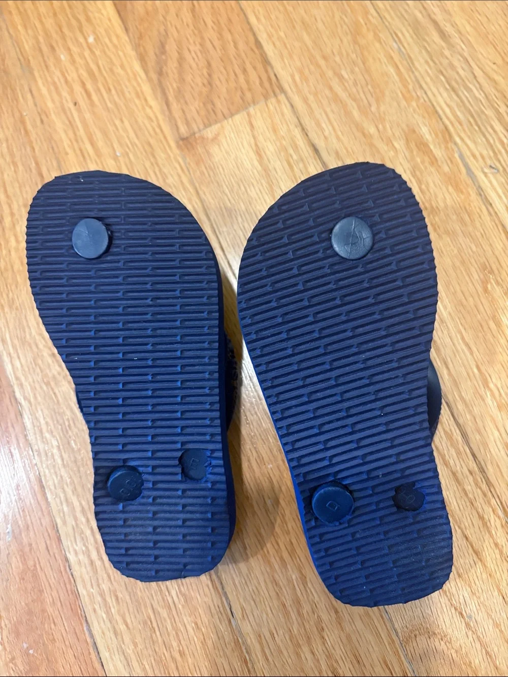 Havaianas Navy Flip Flops with Green Leaf Design